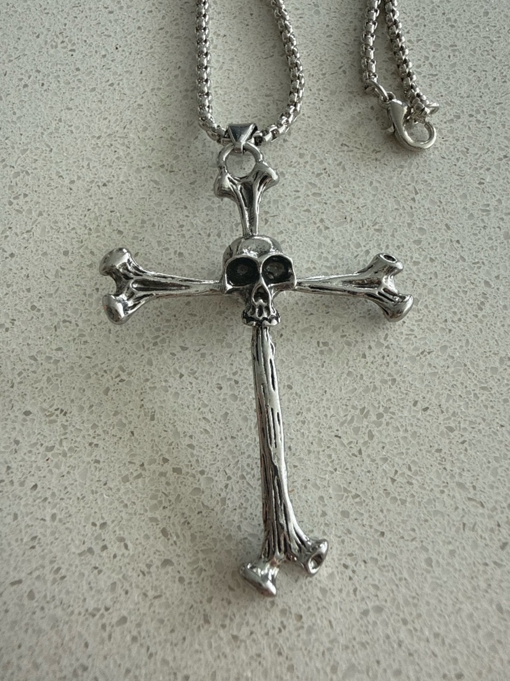 Silver Cross Pendant Necklace 14.5” Chain Pirate Costume Gothic